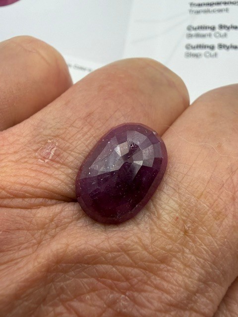 GIA Certified 15.03 Ct Natural Unheated Ruby Translucent Oval Purplish Red Gem