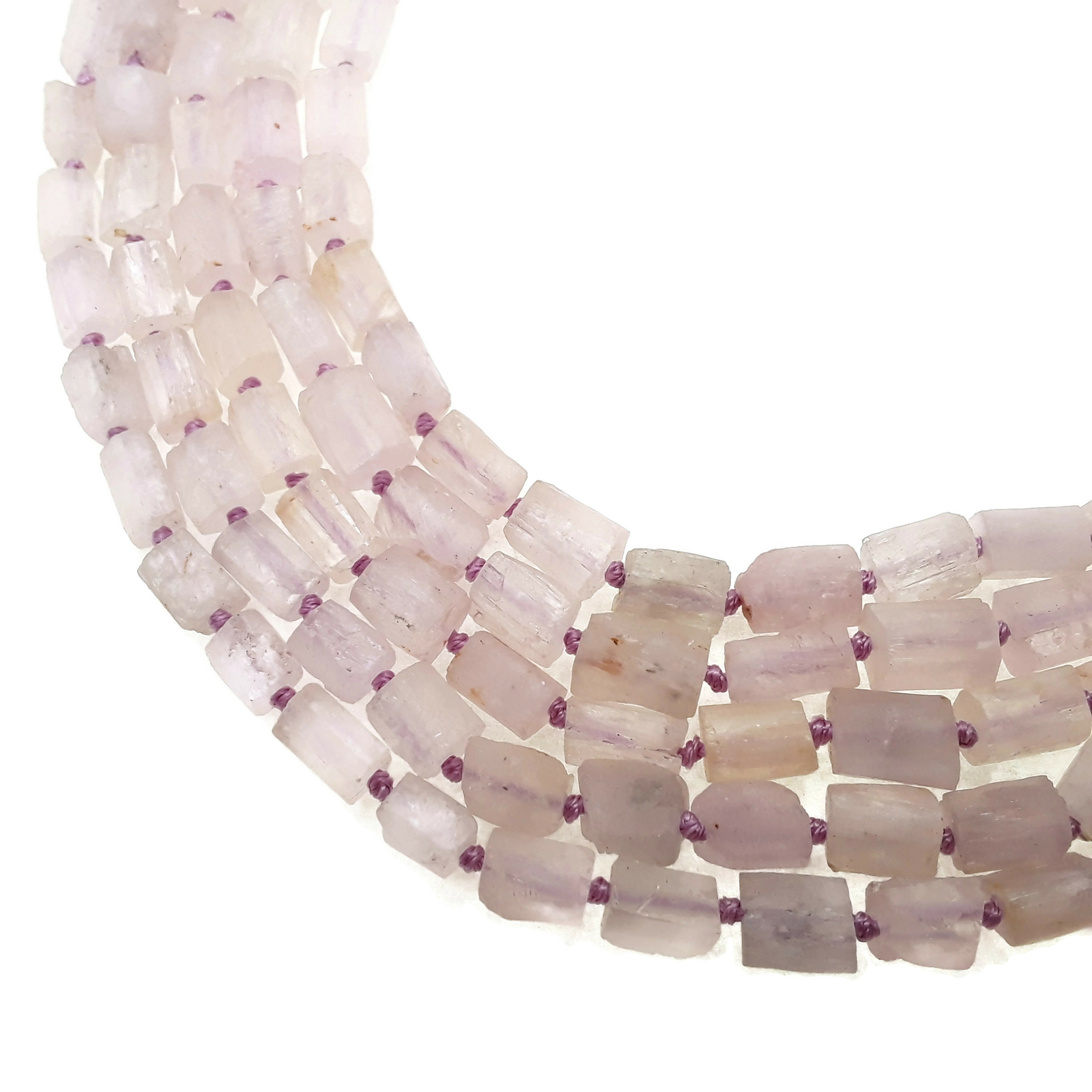 Natural Kunzite Matte Cylinder Tube Beads Approx 7x10mm 15.5″ Strand