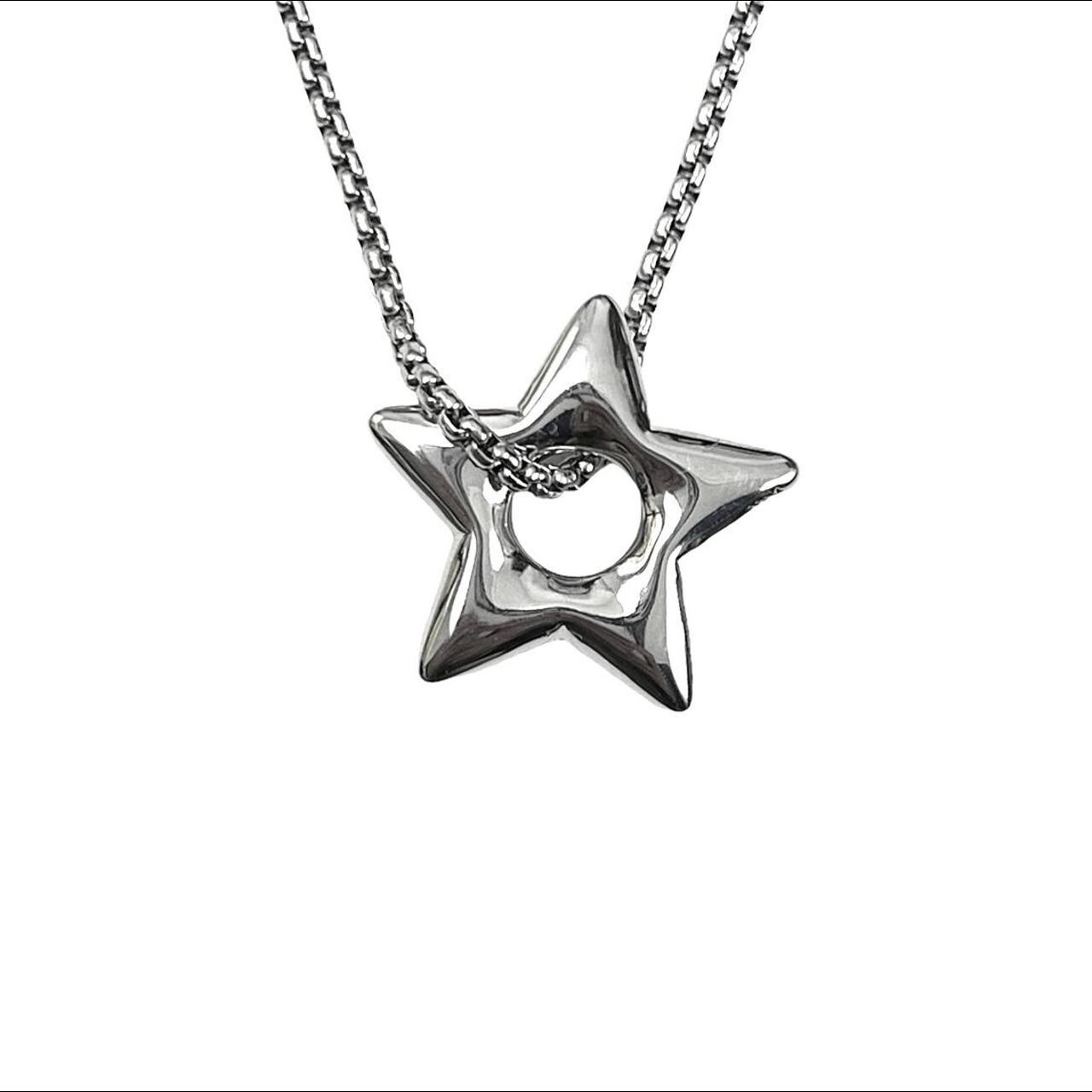 handmade star necklace | stainless steel made in usa silver puffy star pendant