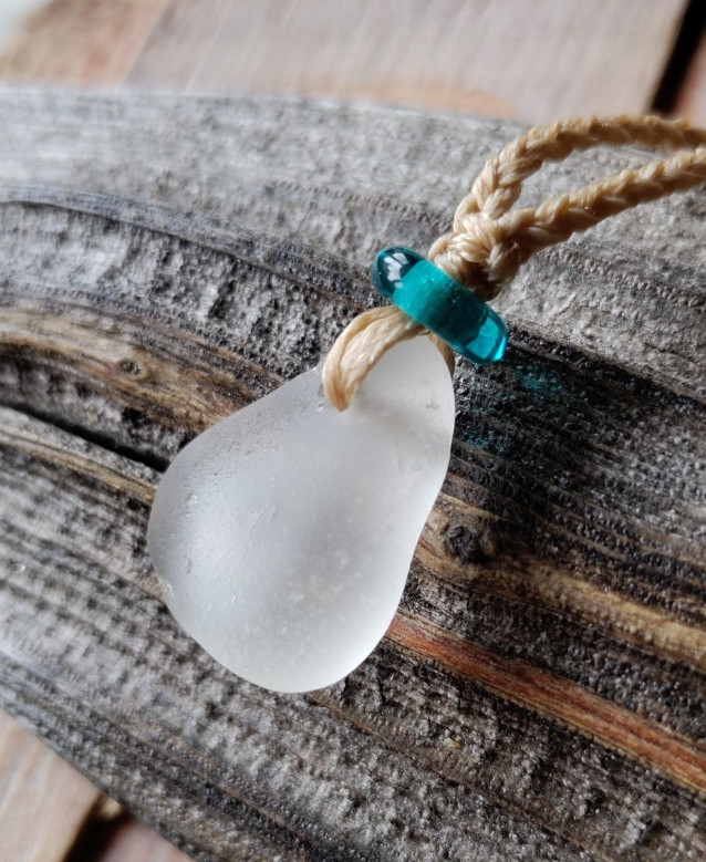 Hawaii Sea Glass Beach Necklace Thin Braided Cord