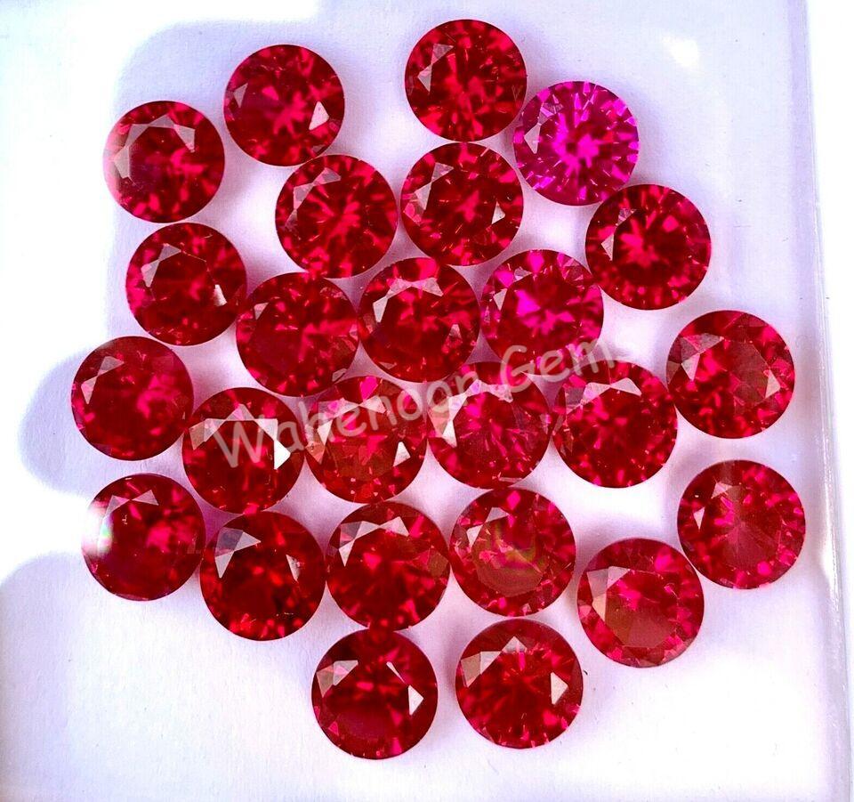 Natural Mogok Red Ruby 6.00 to 12.00 mm Round Certified Treated Loose Gemstone