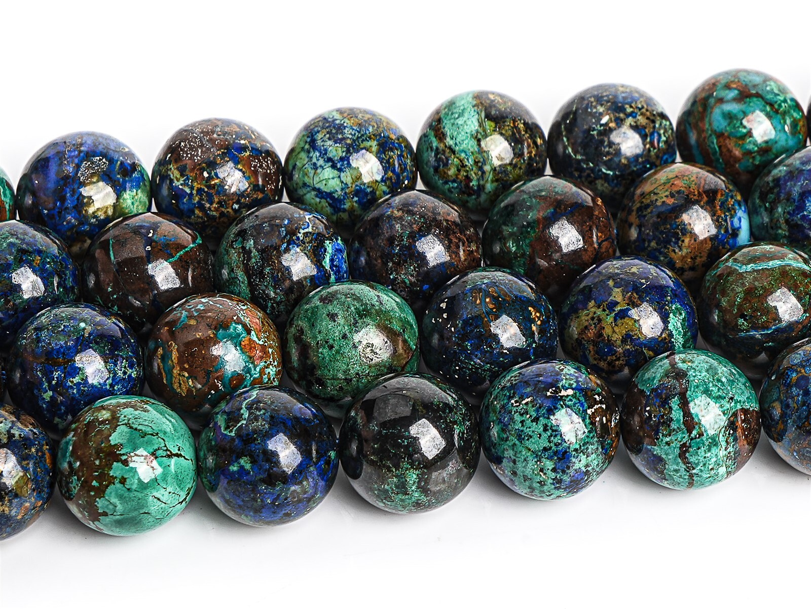 Natural Blue Green Brown Azurite Malachite Quartz AA+ 6/8/10MM Round Loose Beads
