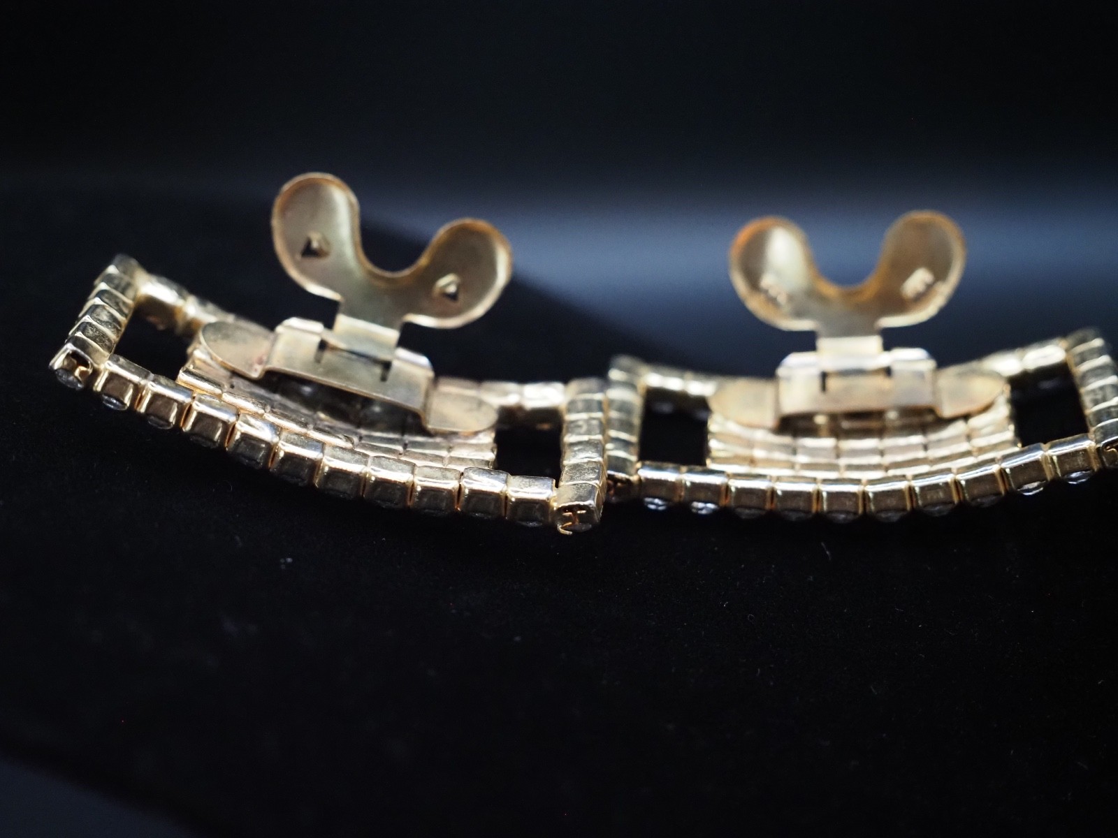Vintage Rhinestone Shoe Clips Gold Tone Pair Bridal Wedding Dress Shoe Buckles