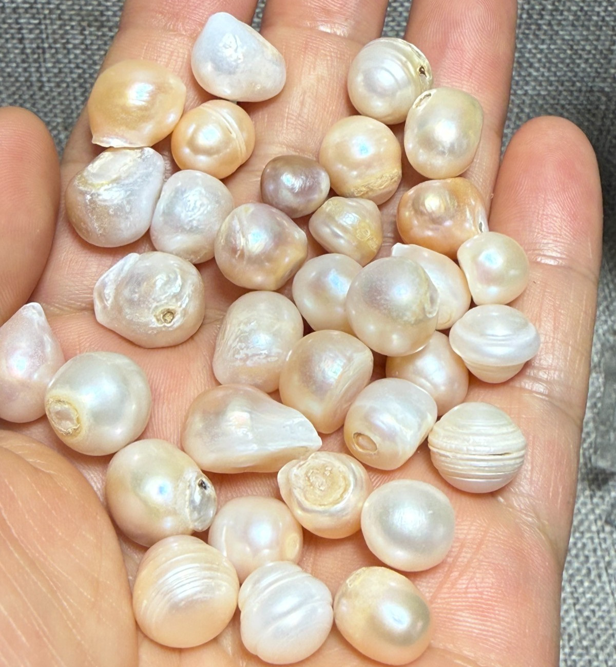 50g 35PCS 7-9mm Natural Cultured Pearl Loose Beads Baroque White Freshwater DIY