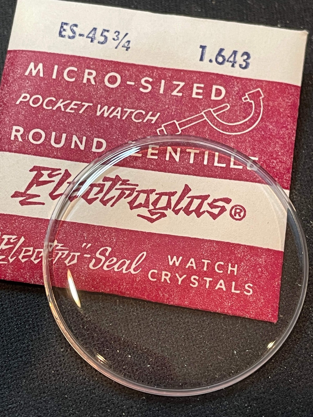 Electro-Seal ES-45¾ Pocket Watch Crystal 41.7mm (1.643″) – New