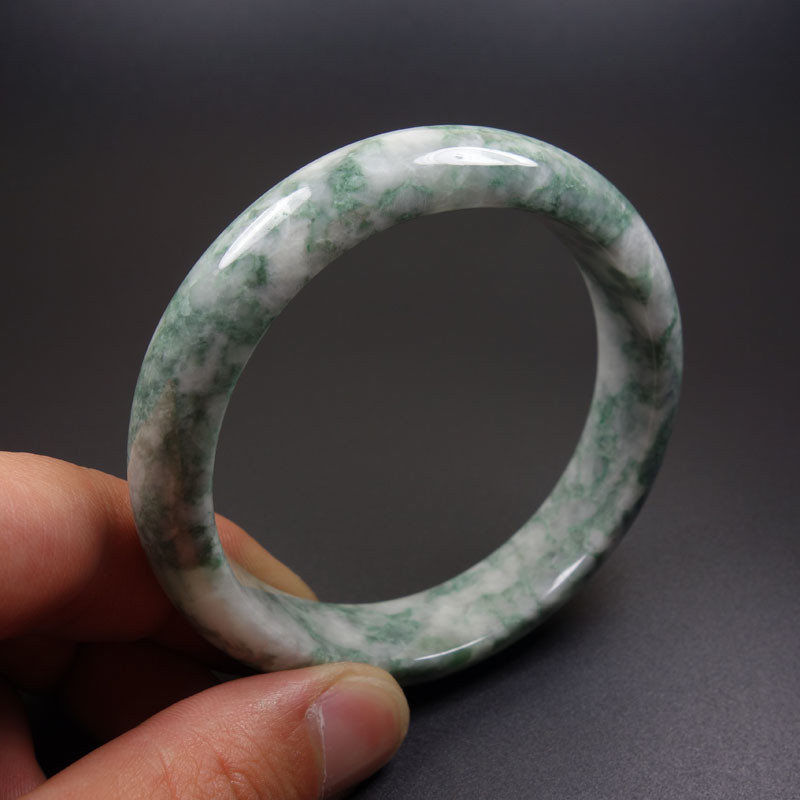 61mm Certified Grade A 100% Natural Green Jadeite Jade Bracelet Bangle Z07053