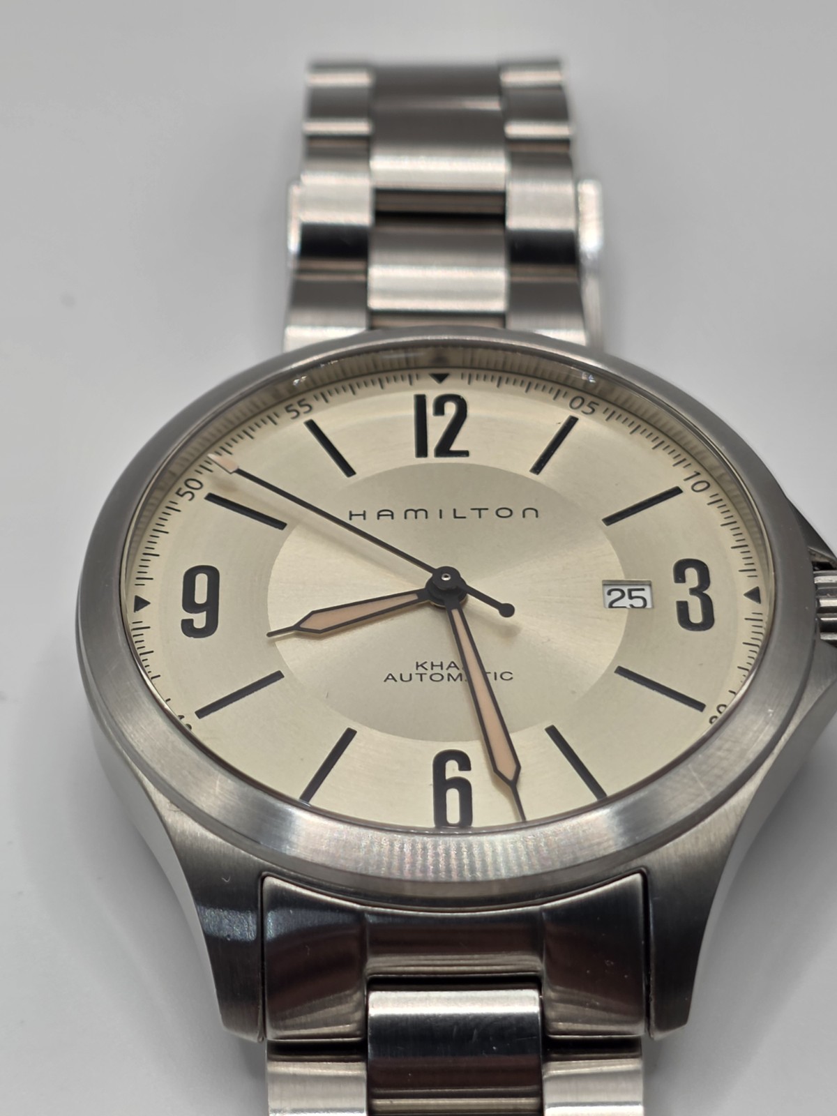 Hamilton Khaki Aviation Beige Men’s Watch, Stainless Steel Band And Leather