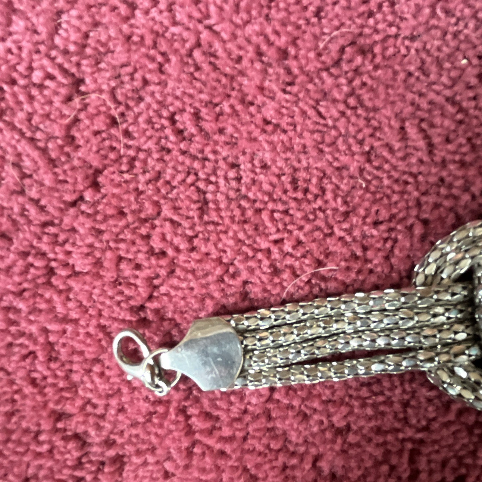 Silver Tone Multi-Row Link Chain Knot Bracelet, Adjustable, Lobster Clasp
