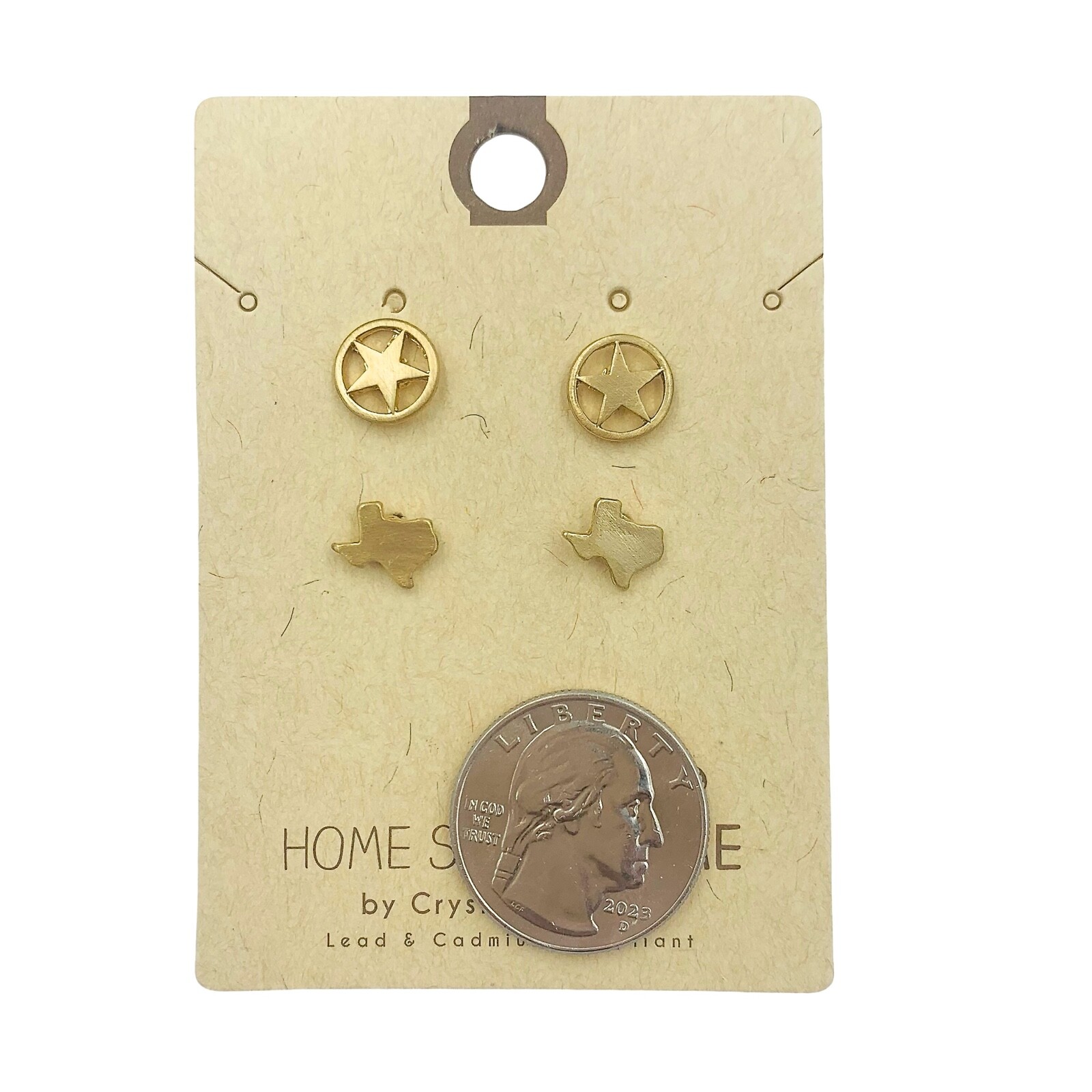Texas Map & Star Stud Earrings (0.44×0.26/0.4×0.35in)