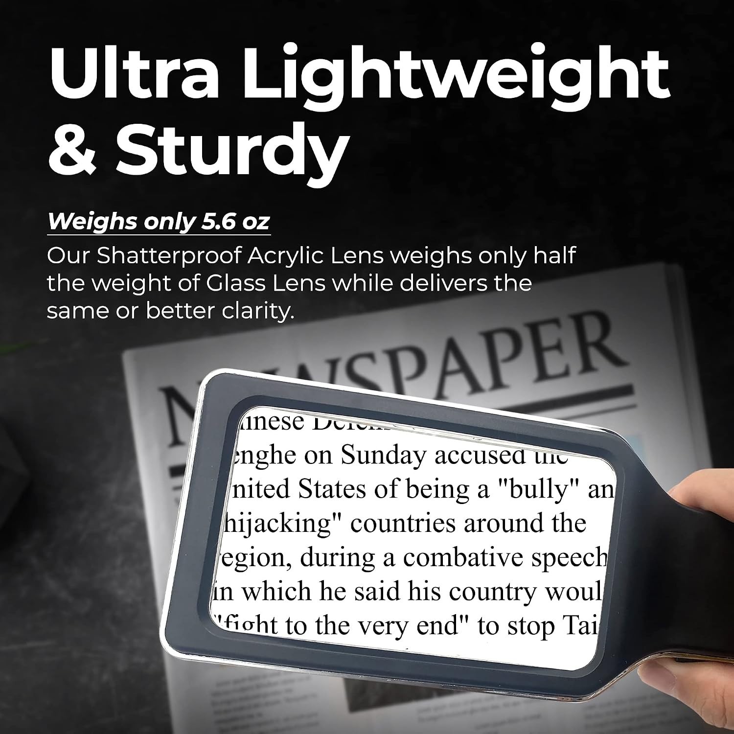 Ergonomic 6X Rechargeable Magnifying Glass Perfect for Low Vision & Eye Comfort