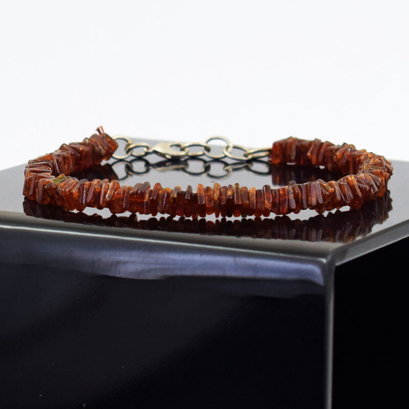 79 Cts Natural 7″ Long Hessonite Garnet Heishi Beads Womens Bracelet SK 52E360