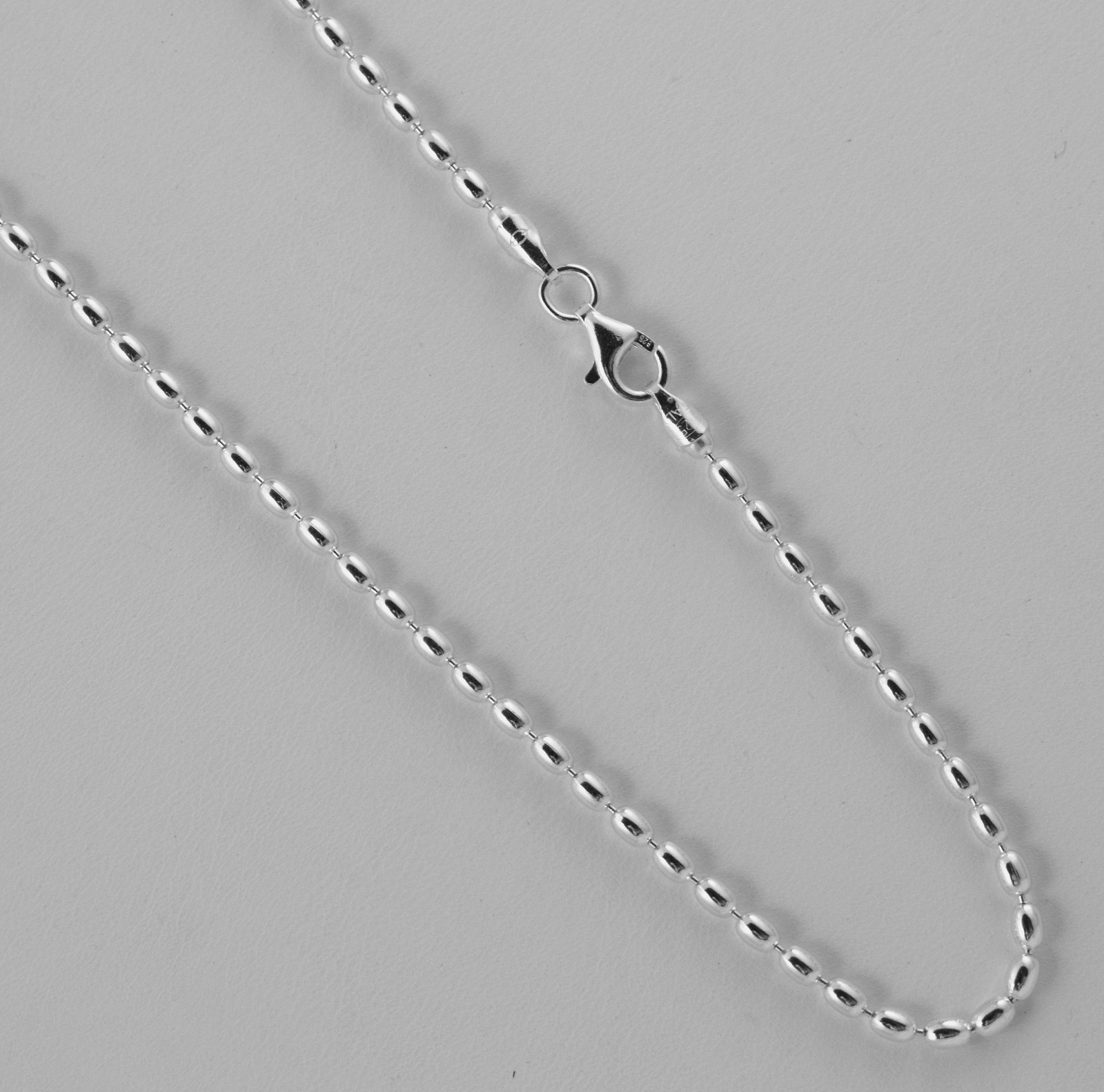 Rice Bead 2.3 by 3.5mm Sterling Silver Italian Chain 7,8,9,10,16,18,20,22,24,30″