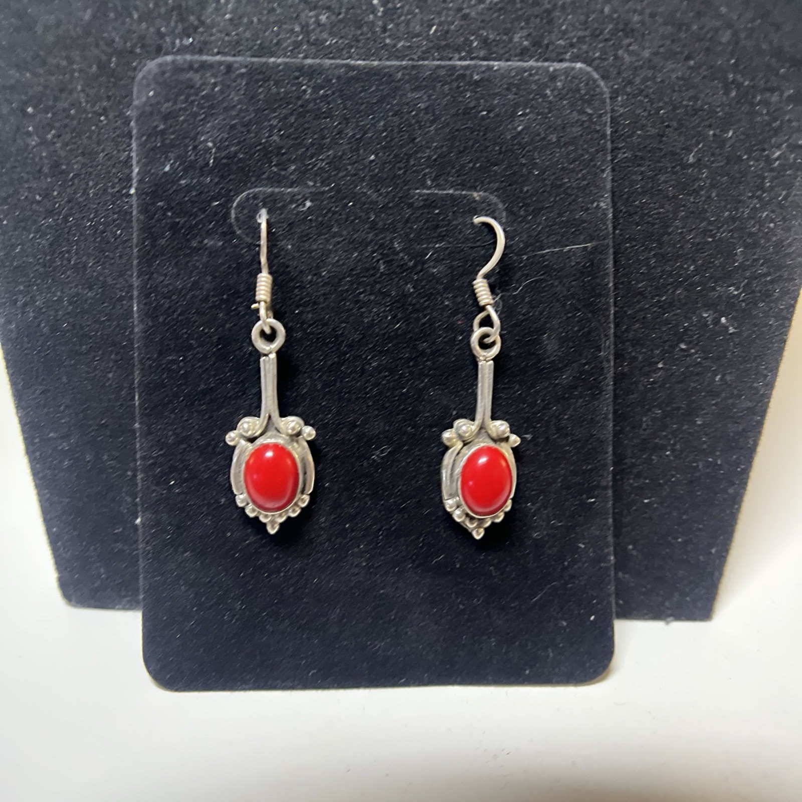 Lot of 3 Pairs Vintage 925 Sterling Silver Cabochon Dangle Earrings Boho