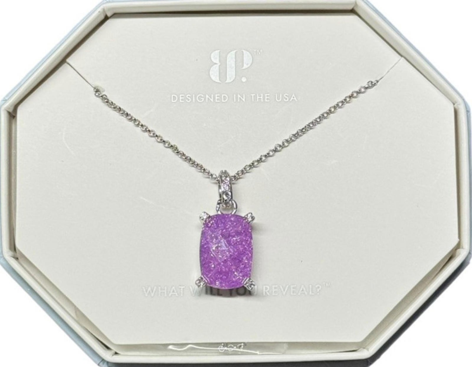 Bomb Party Necklace “Starry Night Escape” Lavender Ice Crystal on Rhodium