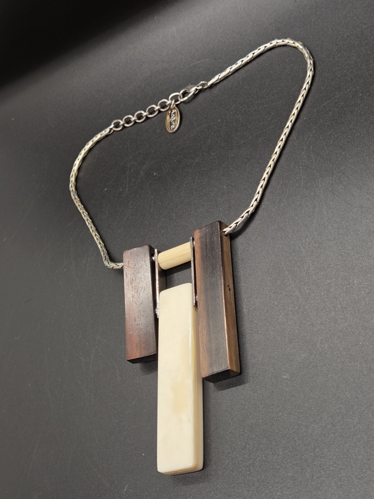 Vtg Original NATURE BIJOUX Wood Bone Bib Necklace DESIGNER JEAN-DANIEL CHRISTIN