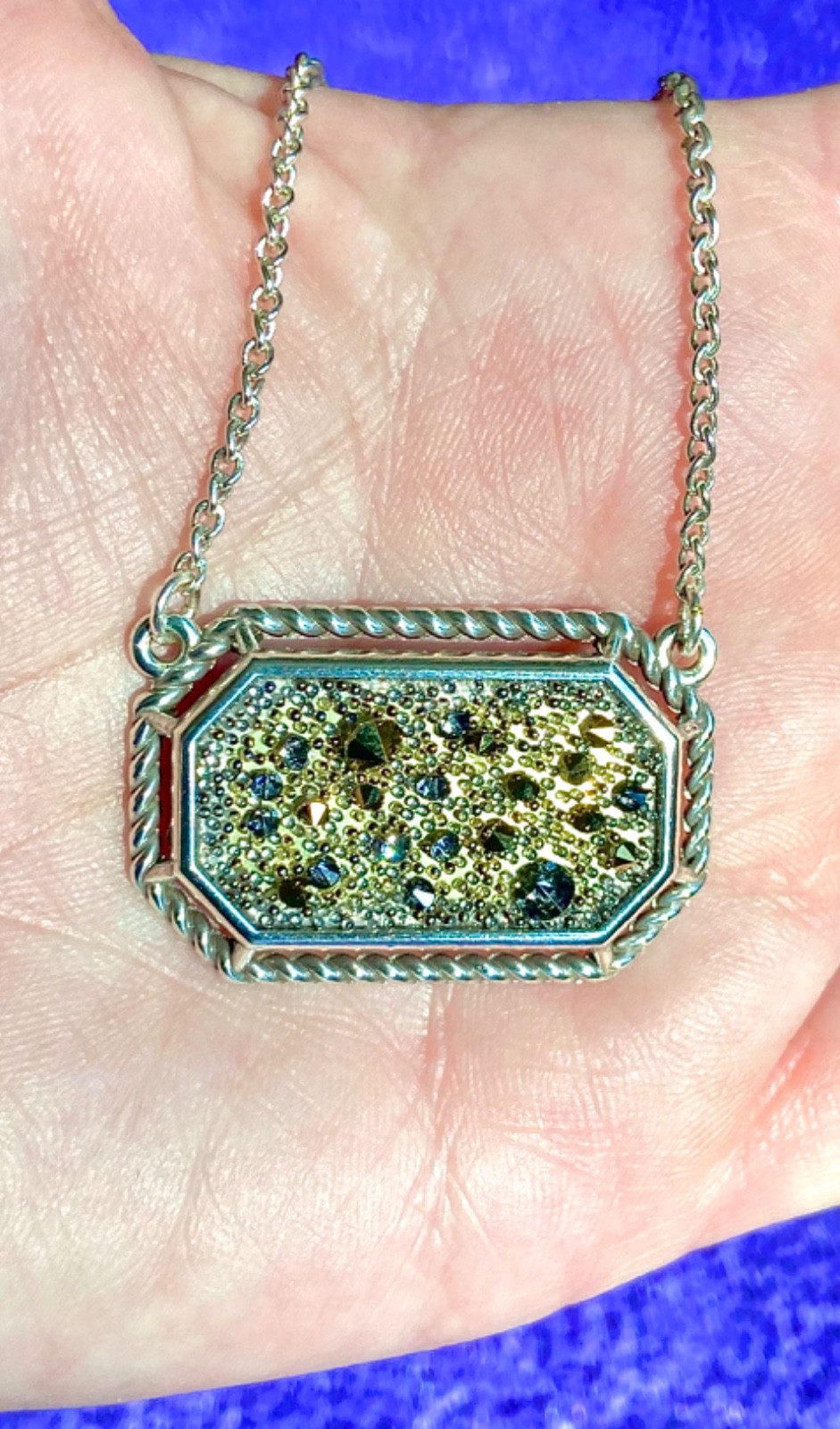 BRIGHTON CRYSTAL ROCKS GOLD DRUSY QUARTZ+SWAROVSKI CRYST MESSAGE NECKLCE NWT✨VTG