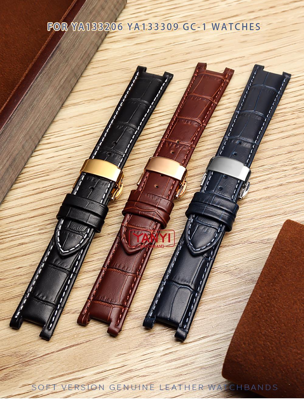 Genuine Leather Watch Strap Fit for Gc 22x13mm 20x11mm Notched Wristwatches Band
