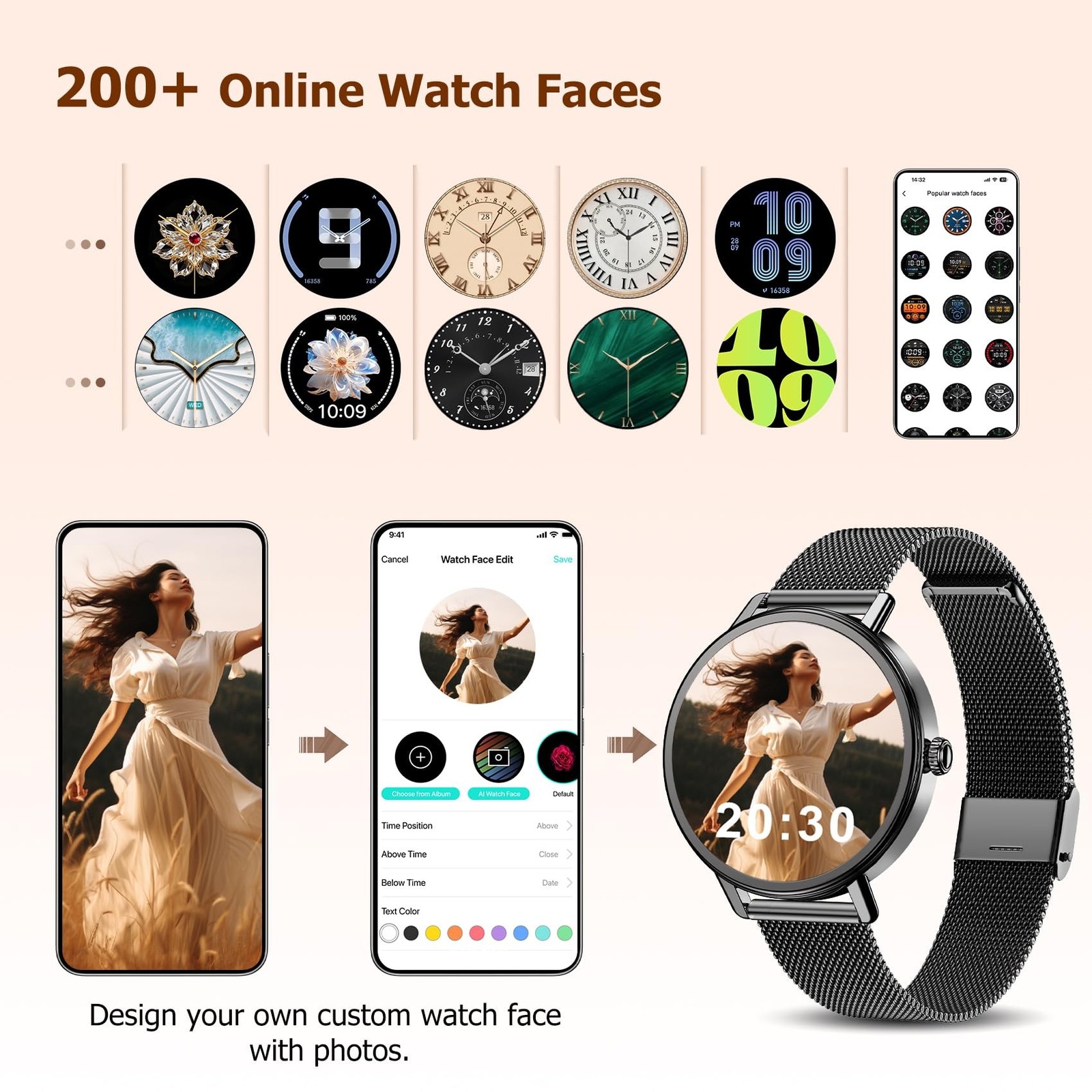 Smart Watch for Women, Answer/Make Call, 1.26″ AMOLED Touchscreen Fitness Tra…