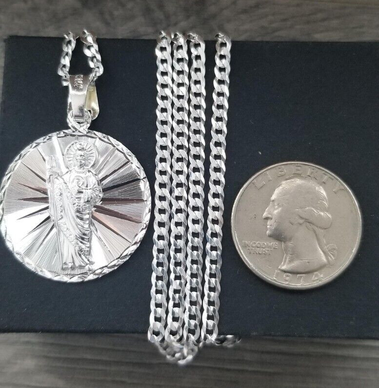 Cadena y San Judas plata 925 13.8 gramos 24″ de larga 3mm de anchor.
