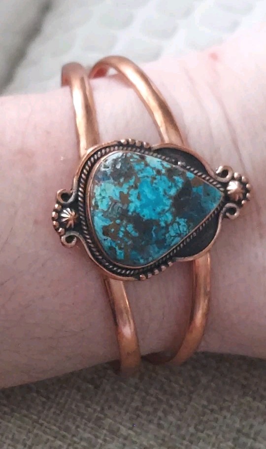 New Copper & Natural Shattuckite Cuff Bracelet