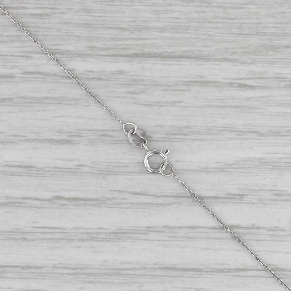 0.14ct Diamond Solitaire Pendant Necklace 14k White Gold 18.5″