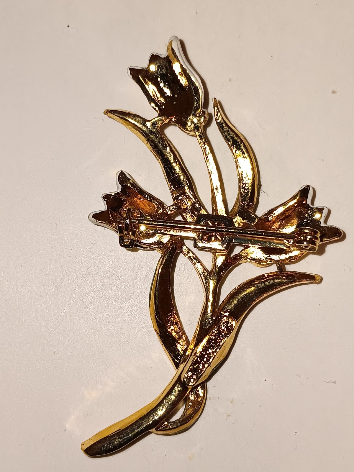 Vintage Gerry’s Enamel Flowers White Tulips Bouquet Brooch