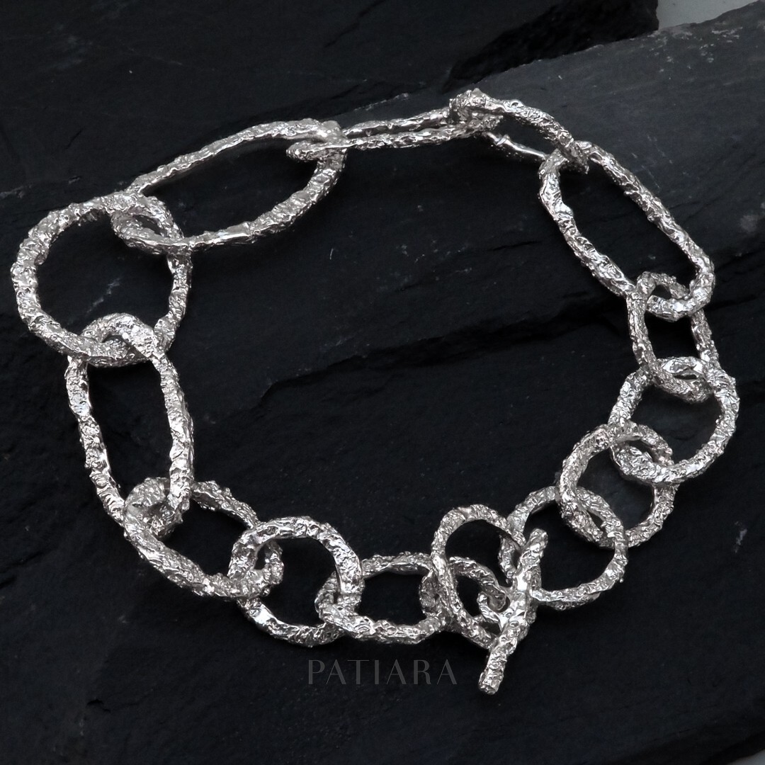 Patiara Unisex’s Handcraft Unique Bracelet 925 Silver with White Gold Plated