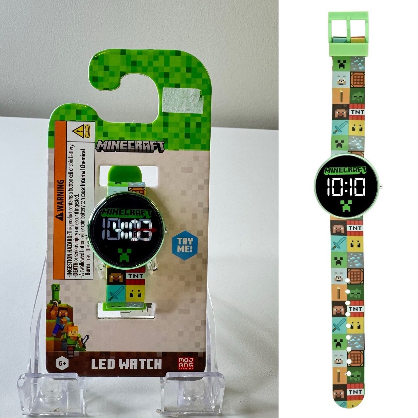 Minecraft LED Watch Round Face Mojang Studios by Accutime Watch NEW! 2025