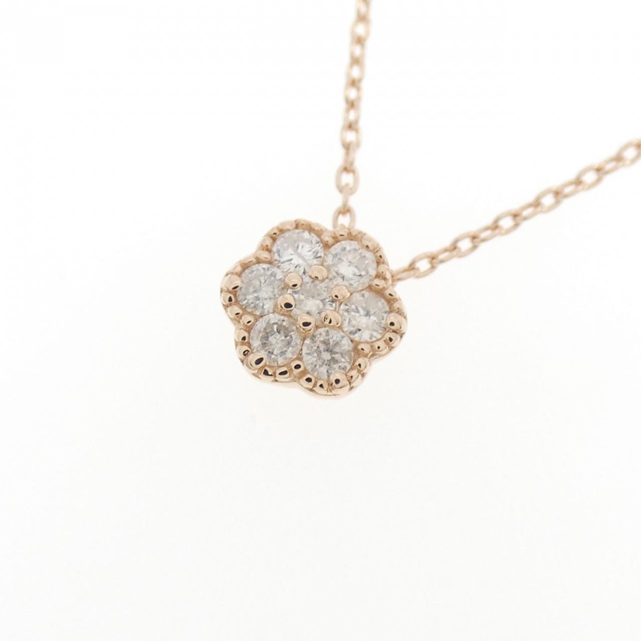 Authentic K10PG Flower Diamond Necklace 0.16CT #270-004-210-6835