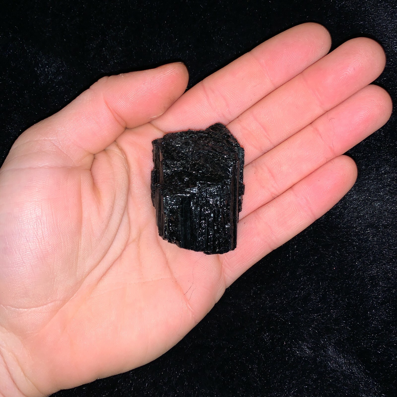One (1) Charged Black Tourmaline Rough Gemstone + A FREE Selenite Charging Stick