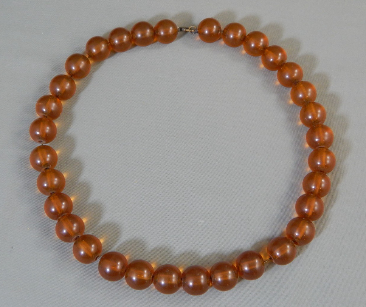 Vintage Antique Honey Cognac Amber Round Bead Choker Necklace 15″ ~ 40g