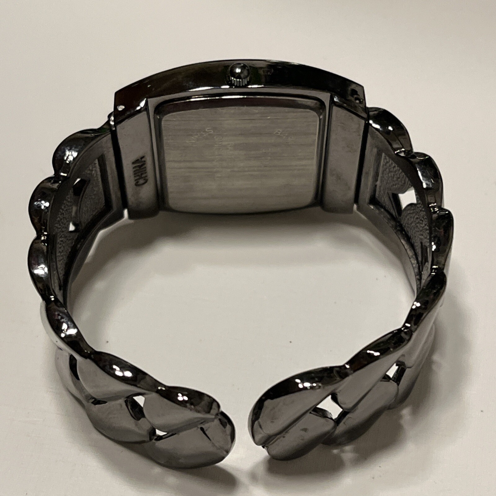 Studio Time Women’s Cuff Quartz Bracelet Watch #STD1010T Tested Works Blk Chrome