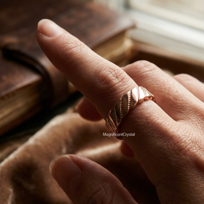 Rose Gold Plated Copper Magnetic Ring Arthritis Therapy Band Twisted Healing