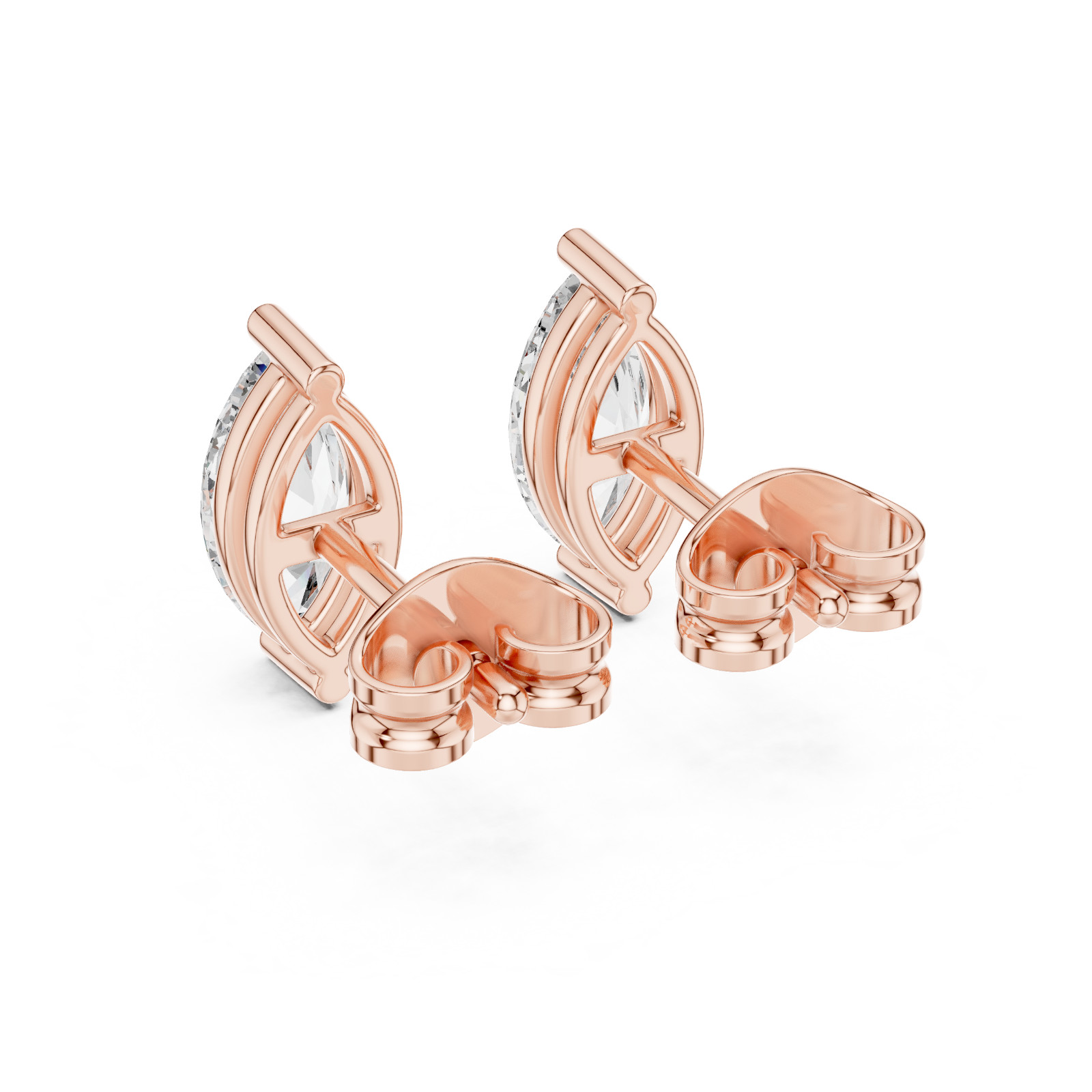 Certified Natural Diamond Designer Style Prong Studs Earrings 14K Gold Over