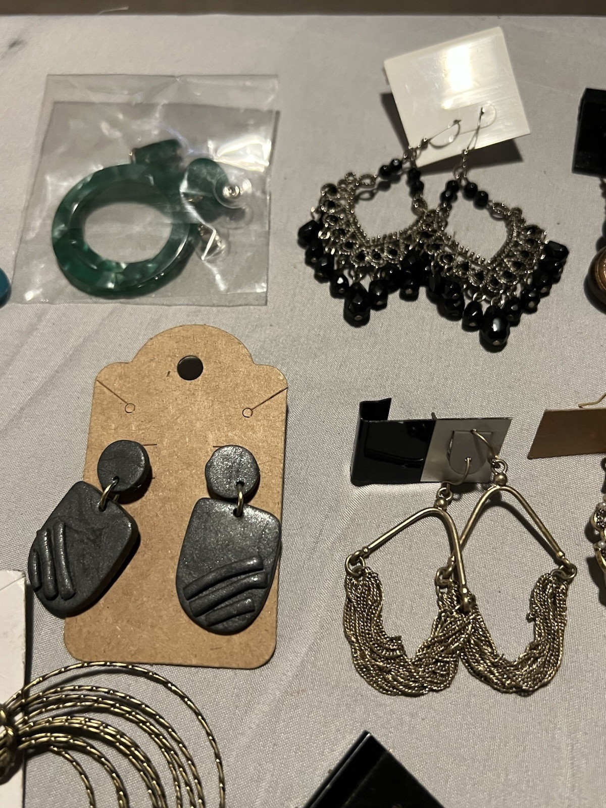 Earring and Ring Lot 1LB 3.6OZ 69 Items New And Used
