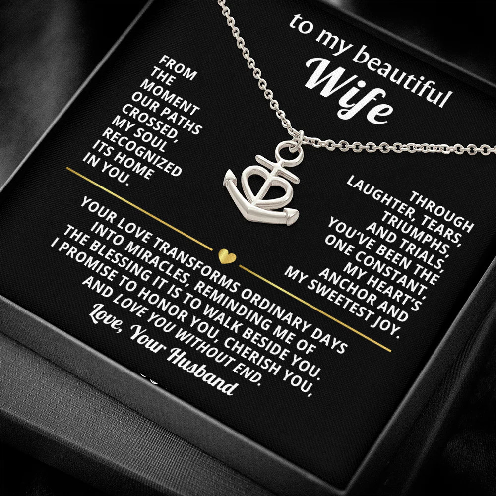 Wife Necklace Gift – You Are My Anchor