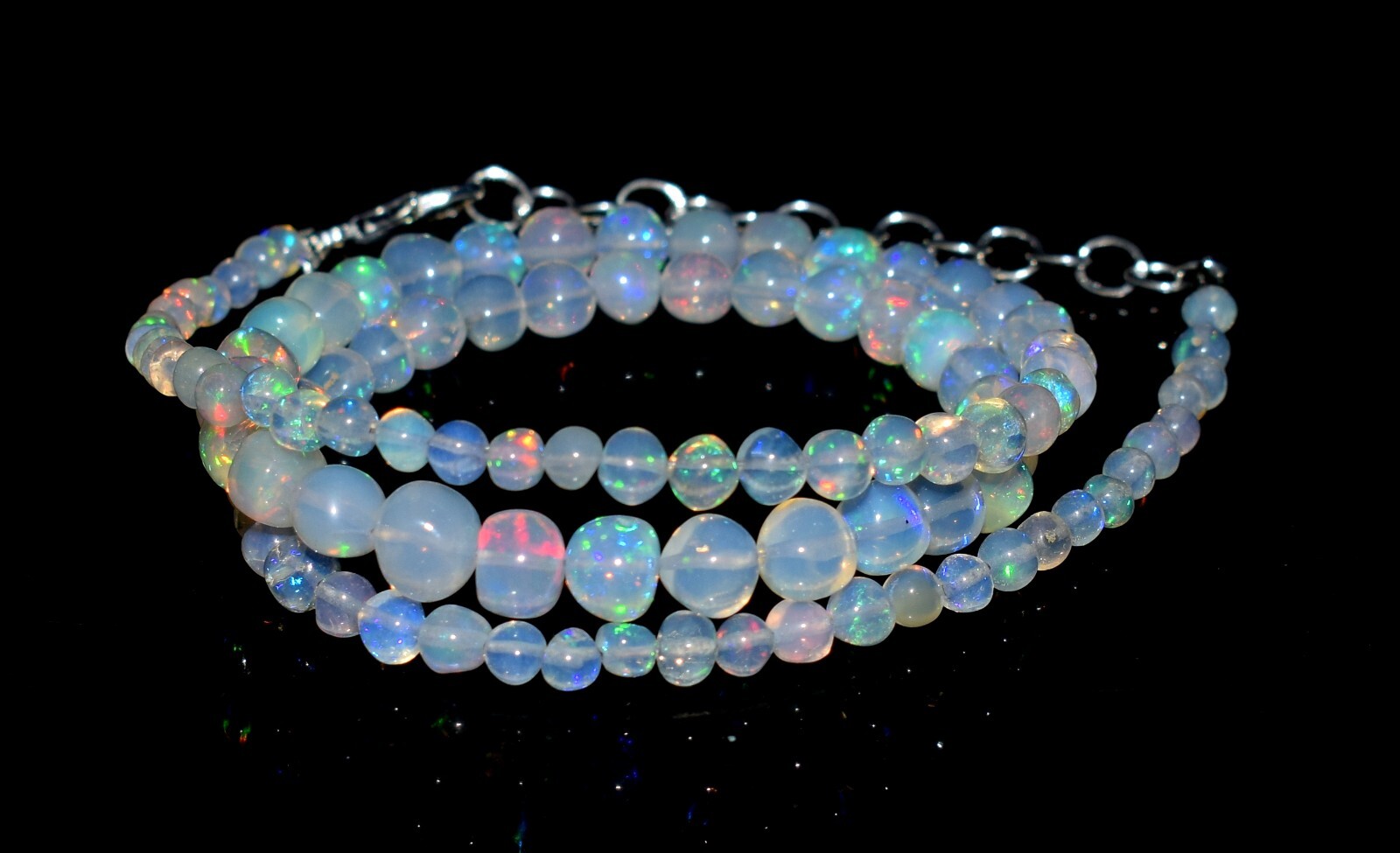 16″Natural Ethiopian Opal Wello Fire Opal Gemstone Beads Necklace Jewelry F3911