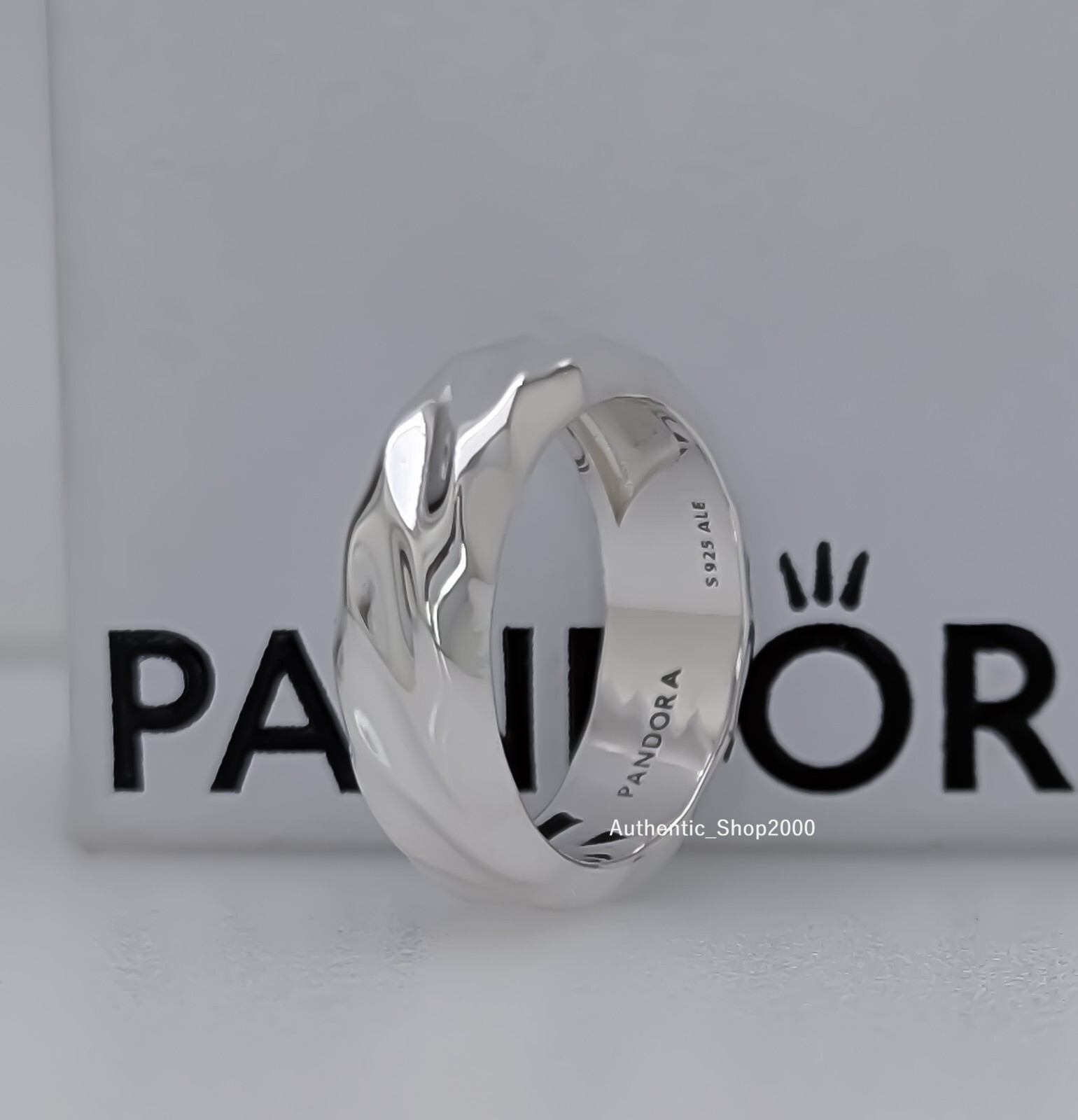 New 100% Authentic PANDORA Essence 925 Ale Wavy Rippled Wide Band Ring 193886C00