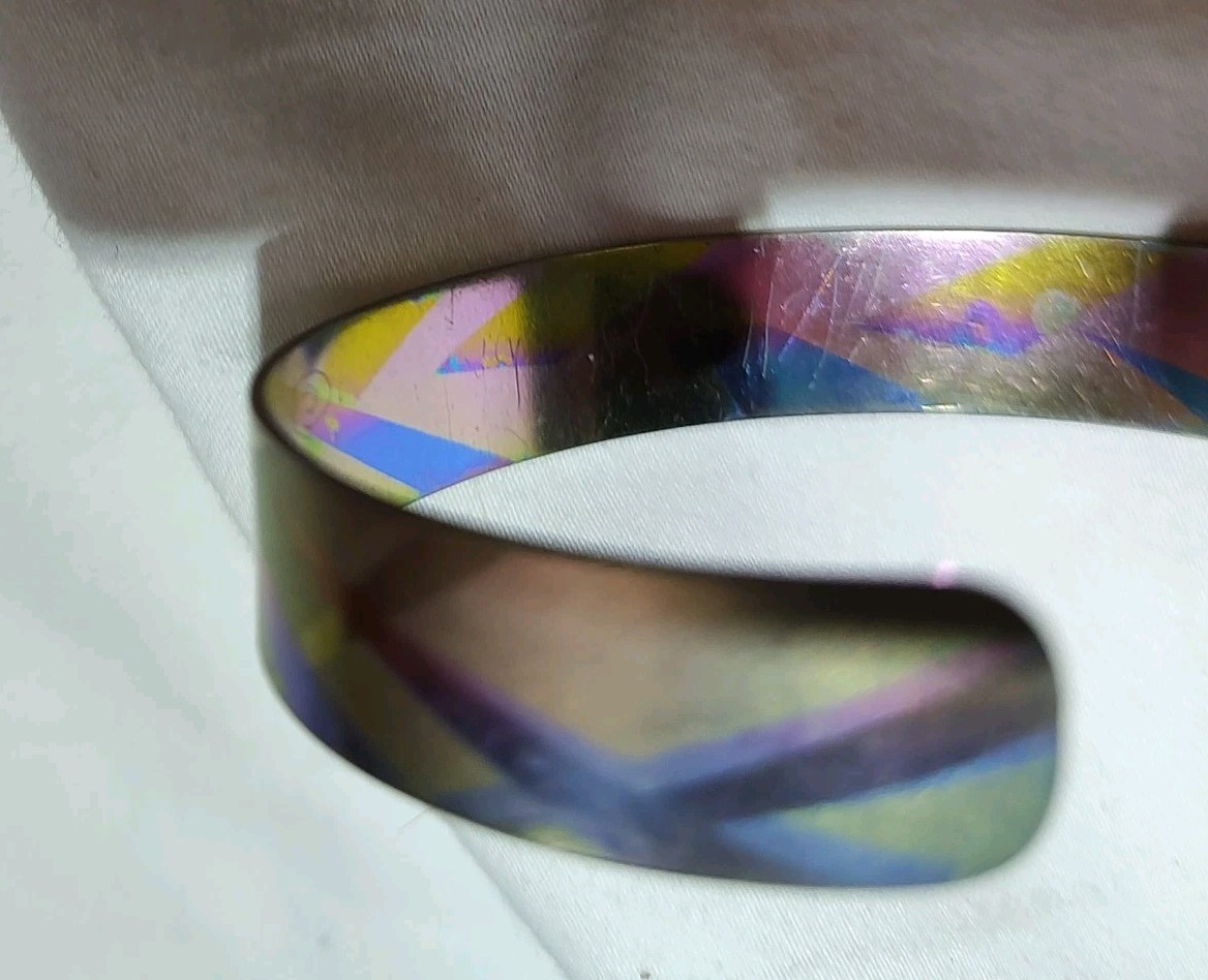 Anodized Titanium Bracelet Vintage 90s signed by Holly Yashi Fits Anyone, Gift!