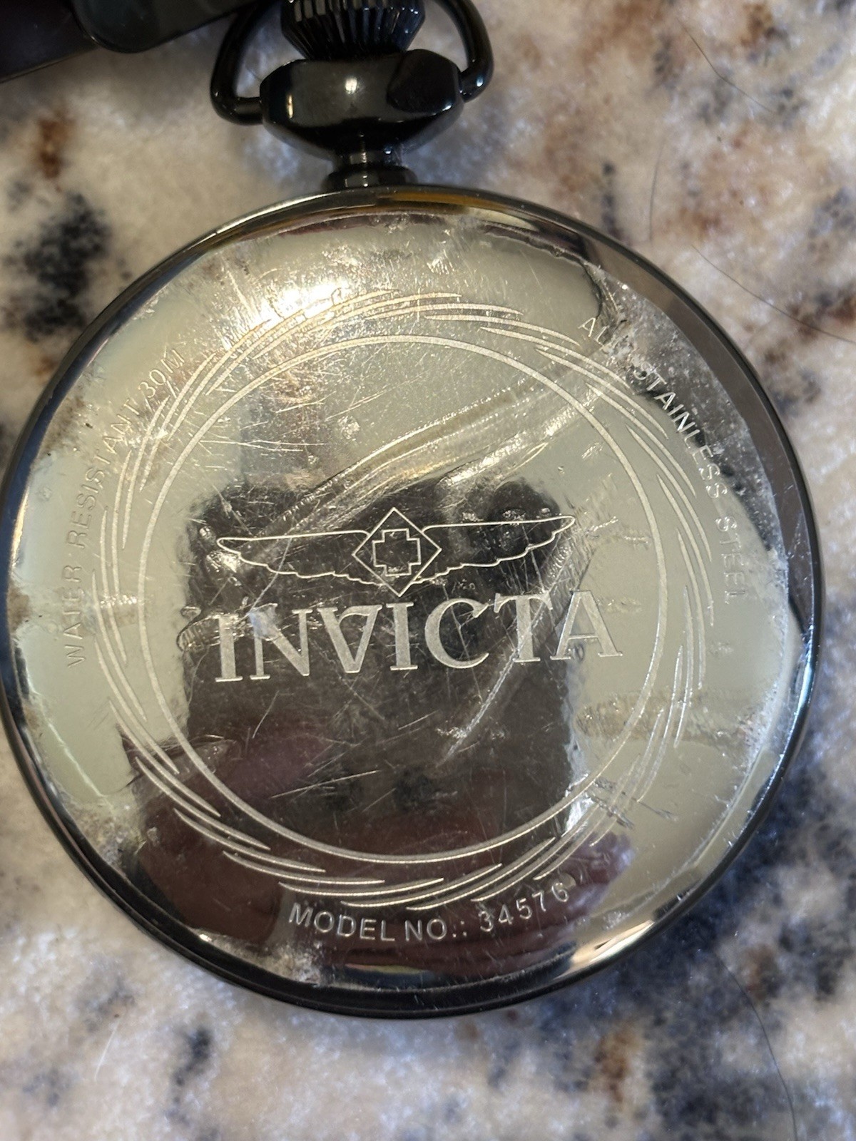 Invicta Lot of 4 Quartz Open Face Pocket Watches and dive case. See description.