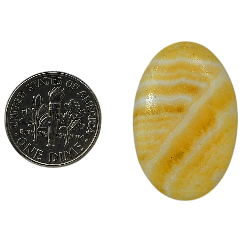 Yellow Aragonite 19.4×29.4×5.4 mm Oval Shape Polished Gemstone LS121-06398