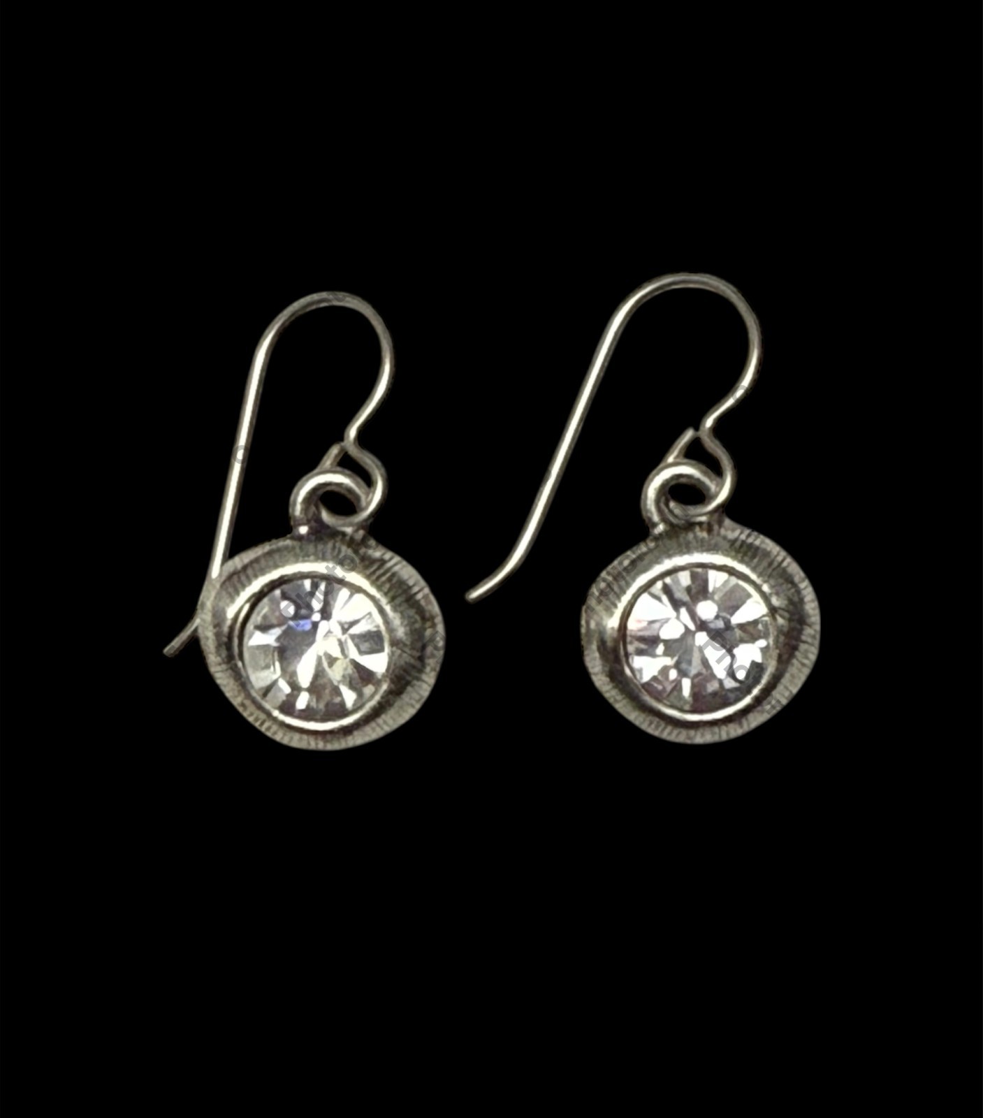 NEW Patricia Locke Silver / Crystal NUGGET French Wire Earrings – RETIRED SIGNED