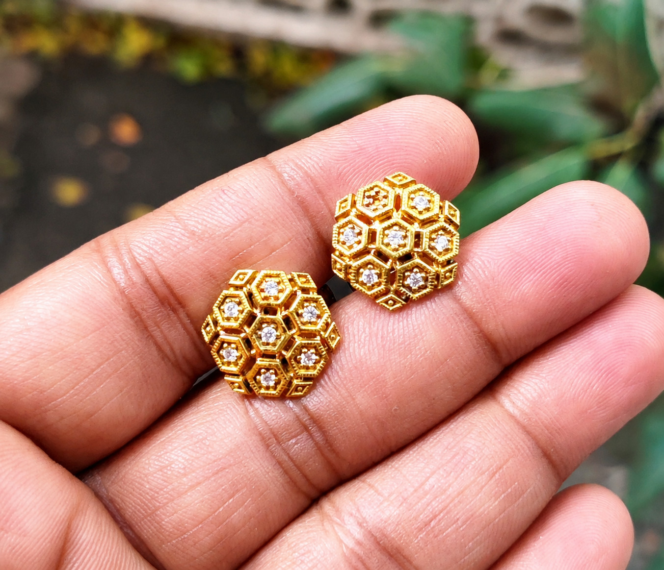 1Ct Round Round Lab Created Diamond Cluster Stud Earrings 14K Yellow Gold Plated