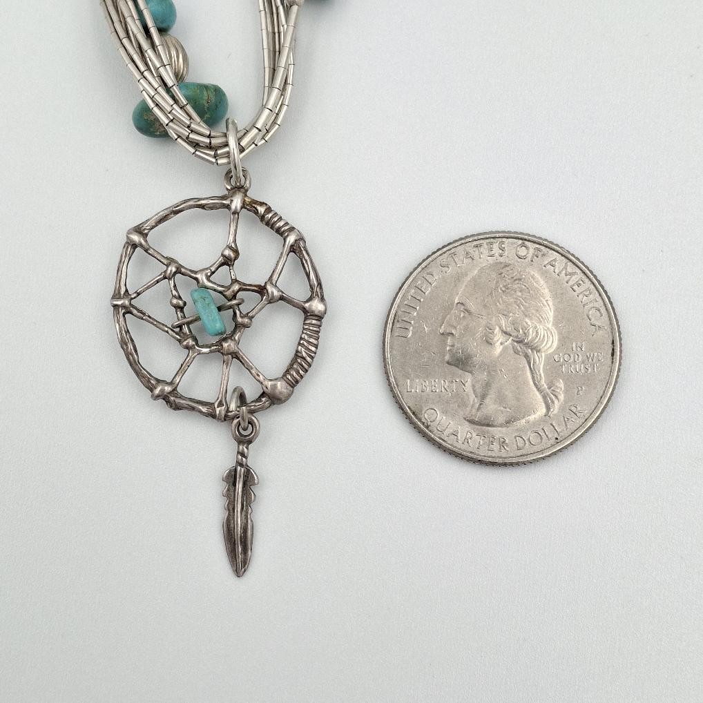 VTG Shube Dakota West Liquid 925 Sterling Silver Dreamcatcher Fetish Necklace