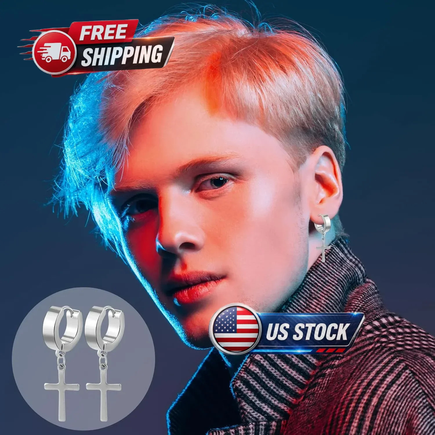 15 Pairs Earrings for Men, Stainless Steel Earrings Stud Kit for Men Women Fashi
