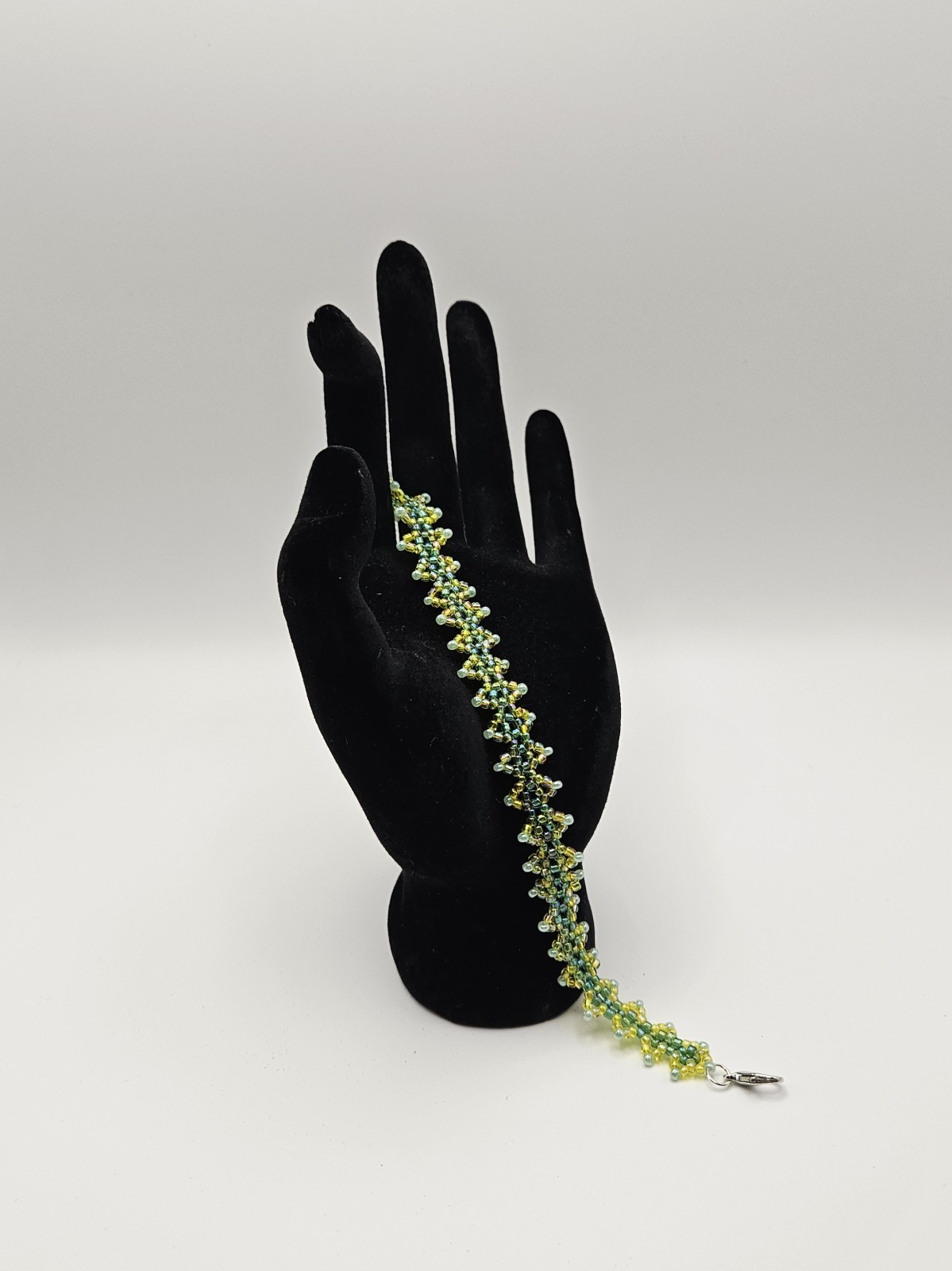 Handmade Artisan Green Seed Bead Bracelet