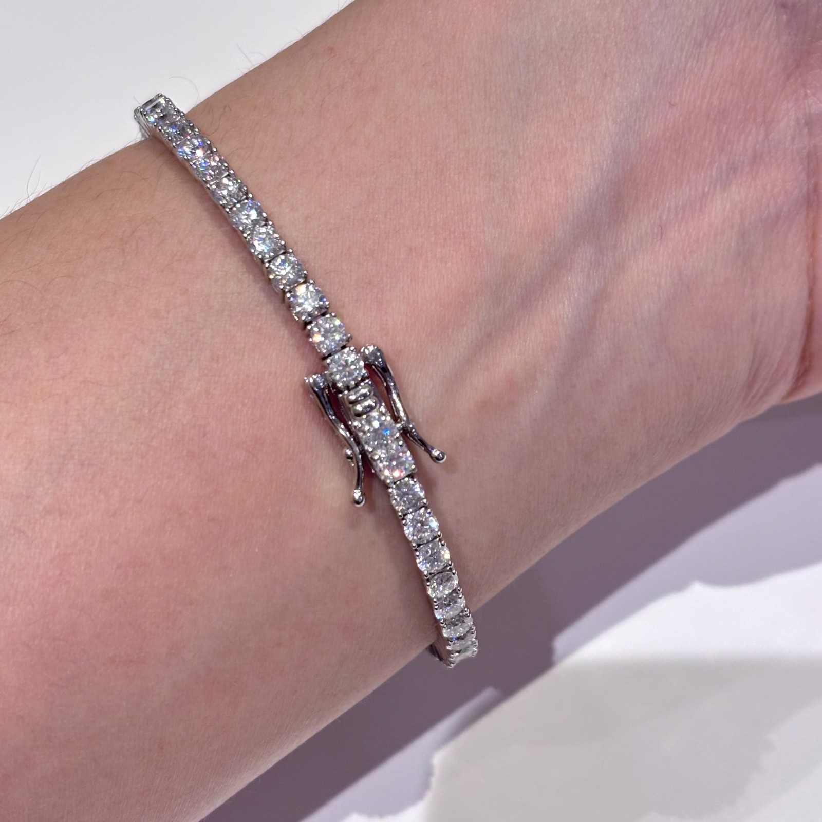 3mm Moissanite Tennis Bracelet 4.6CT VVS1 D 925 Sterling Silver- 6 in (15.24cm)