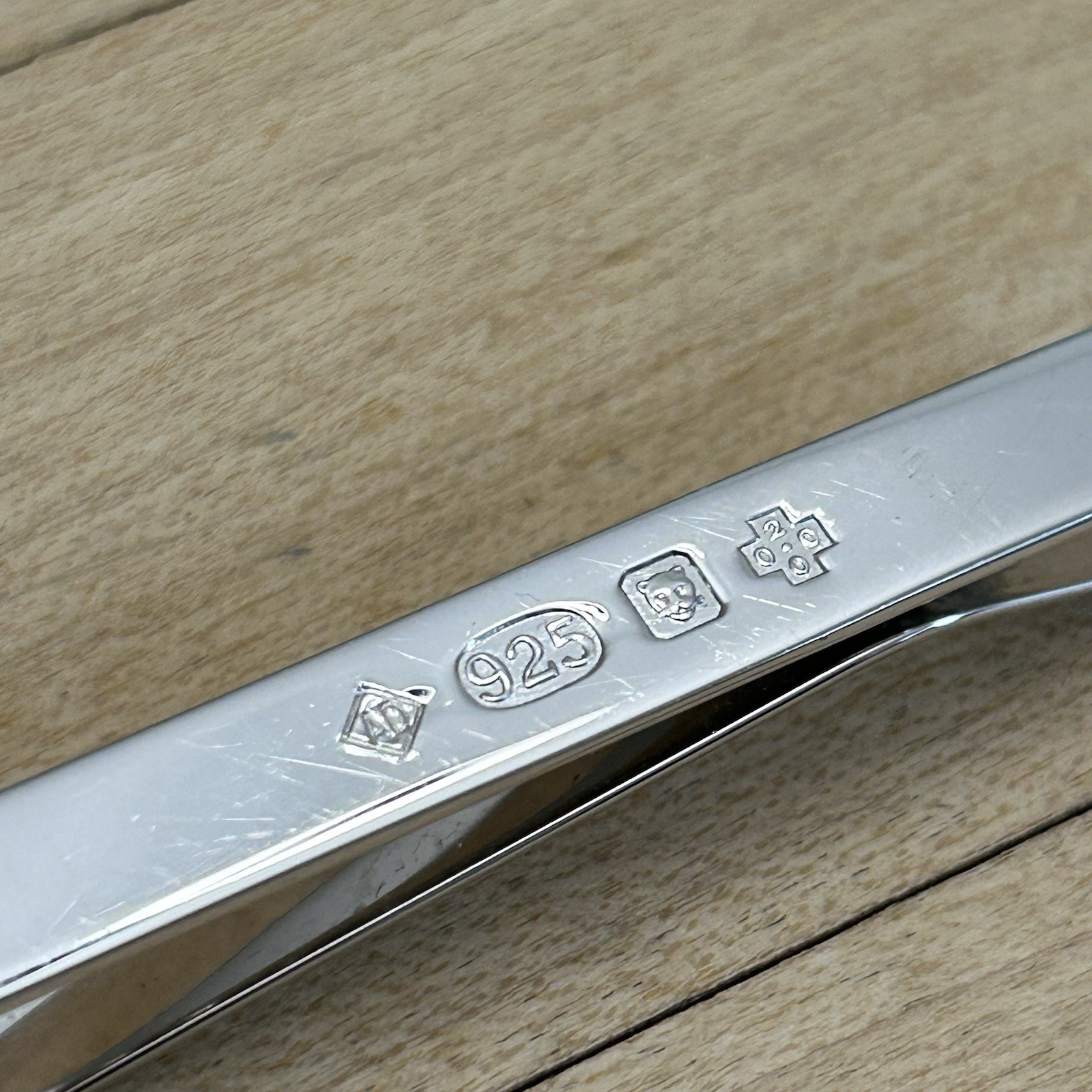 Dunhill Hallmark Signed 925 Sterling Silver Rectangle Tie Bar/Clip