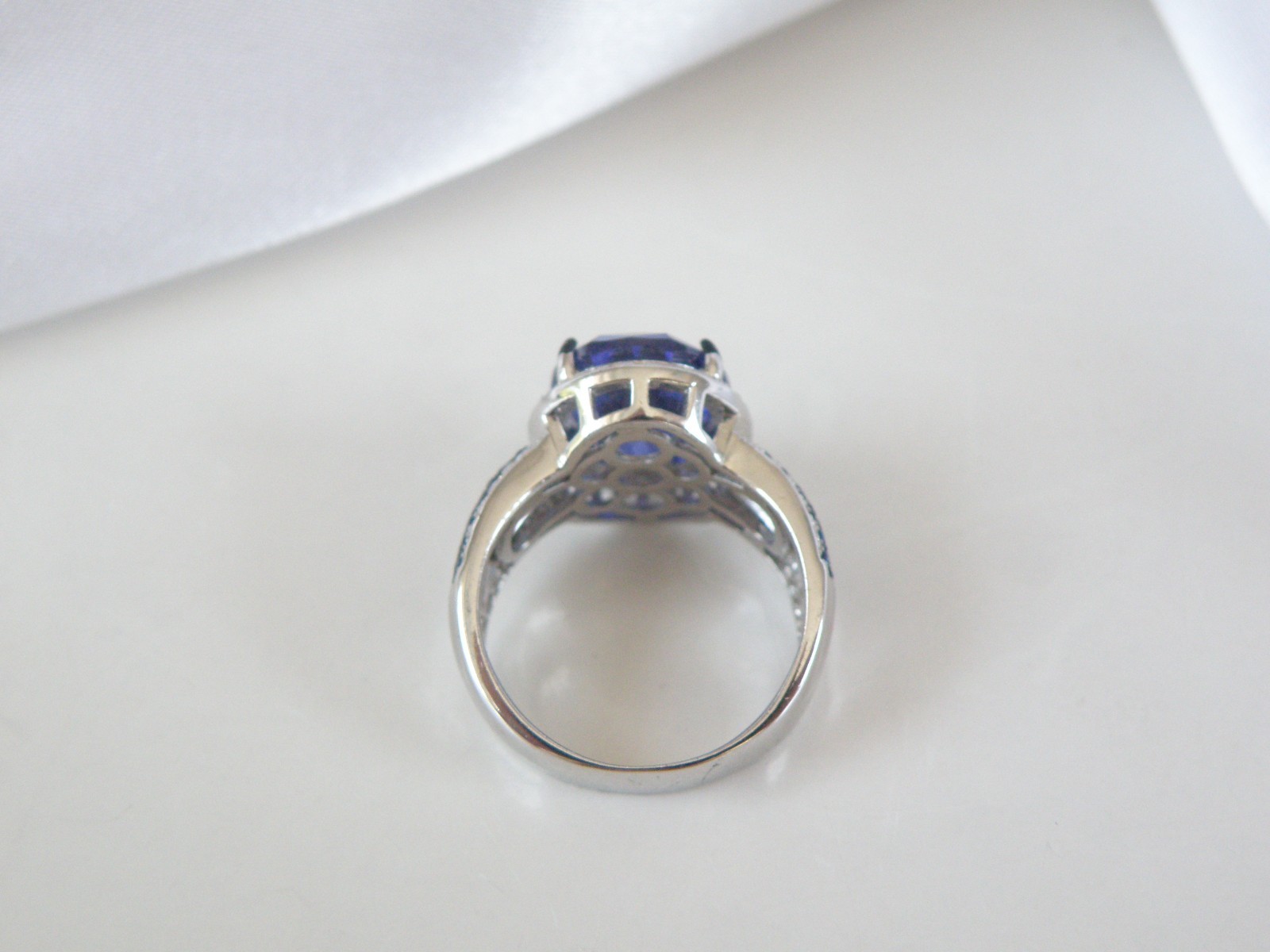 Sterling Silver 925 Lab Created Tanzanite CZ Blue Spinel Halo Ring Size 6
