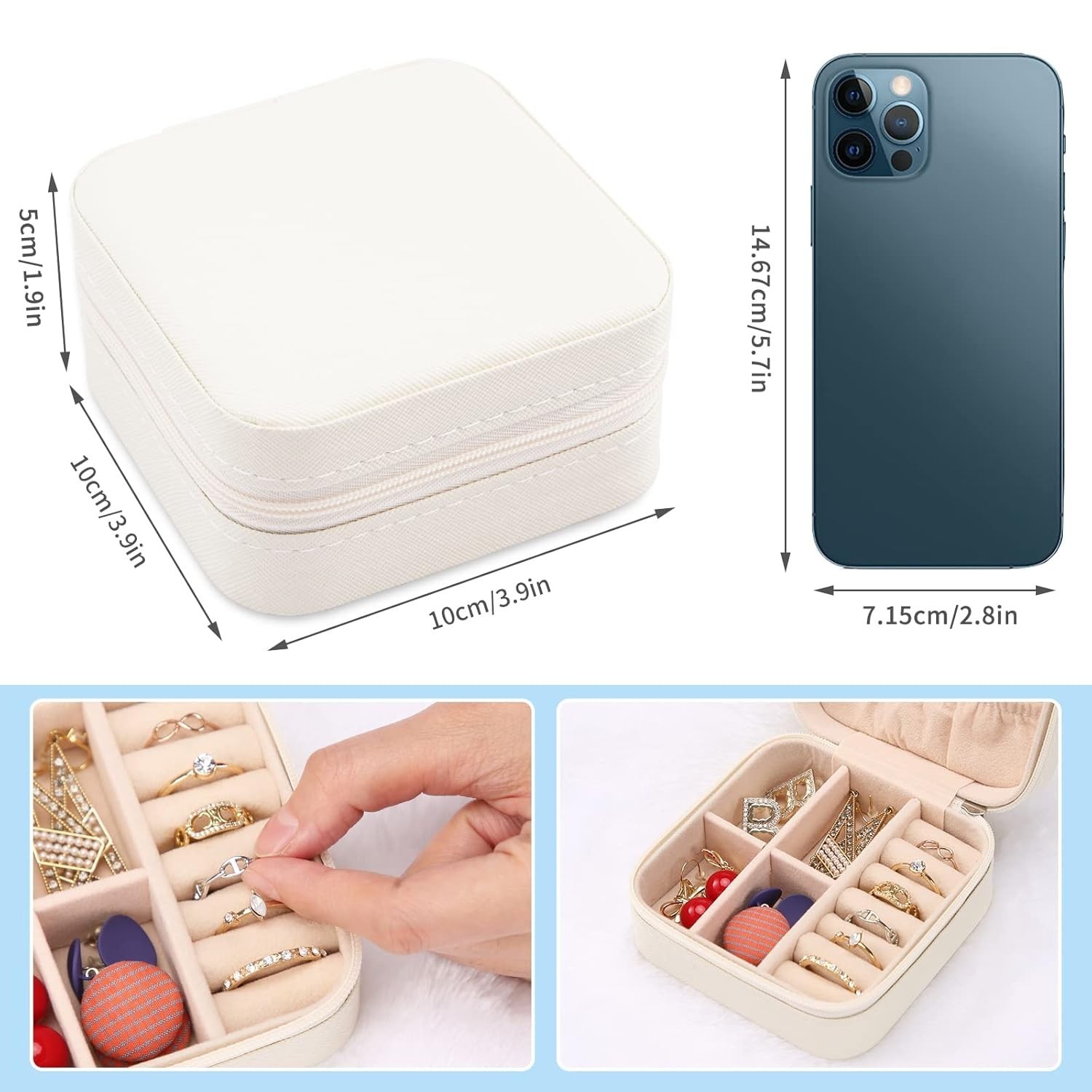 Elegant Portable Travel Jewelry Box with Mirror – Compact Organizer for Women